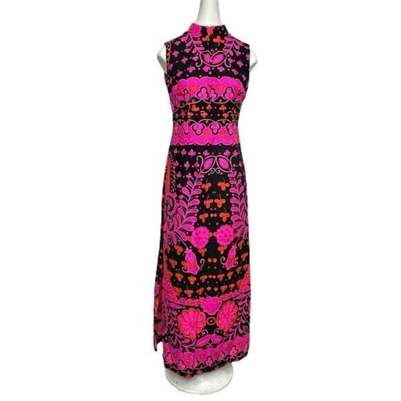 Miss Hawaii Dresses & Skirts - Miss Hawaii Kamehameha Maxi Dress 10 Mandarin Collar Tribal Print Vintage 60s